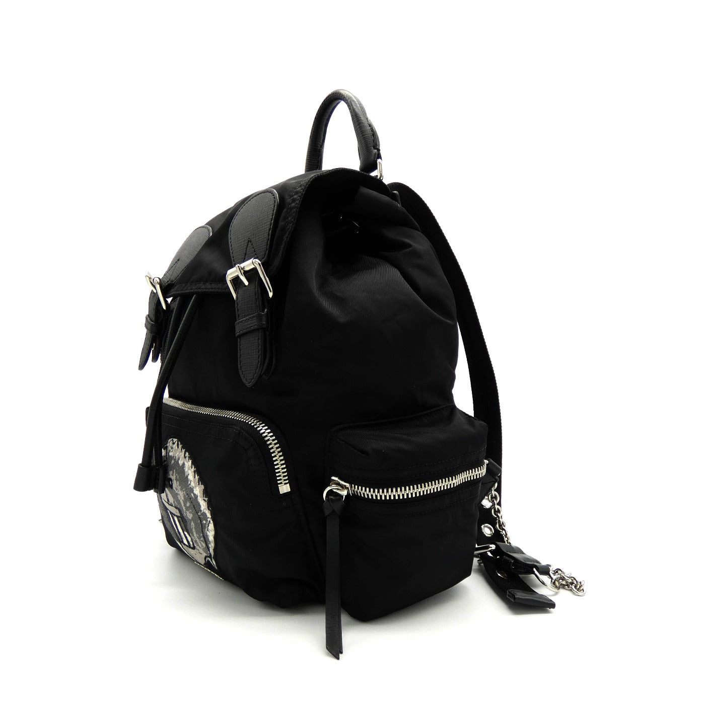 Burberry Black Nylon Large Patch Backpack Bag, Backpack Burberry