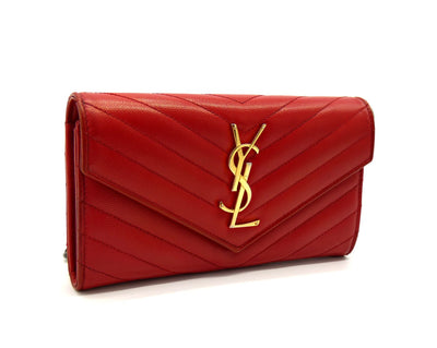 Saint Laurent Rouge Grain De Poudre Large Envelope Wallet