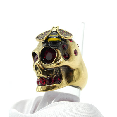 Alexander McQueen Gold Skull and Bee Ring