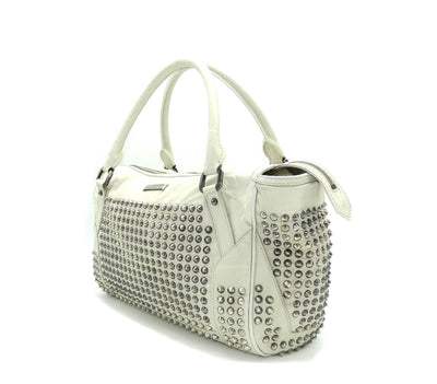 Burberry White Leather Studded Medium Edenham Tote