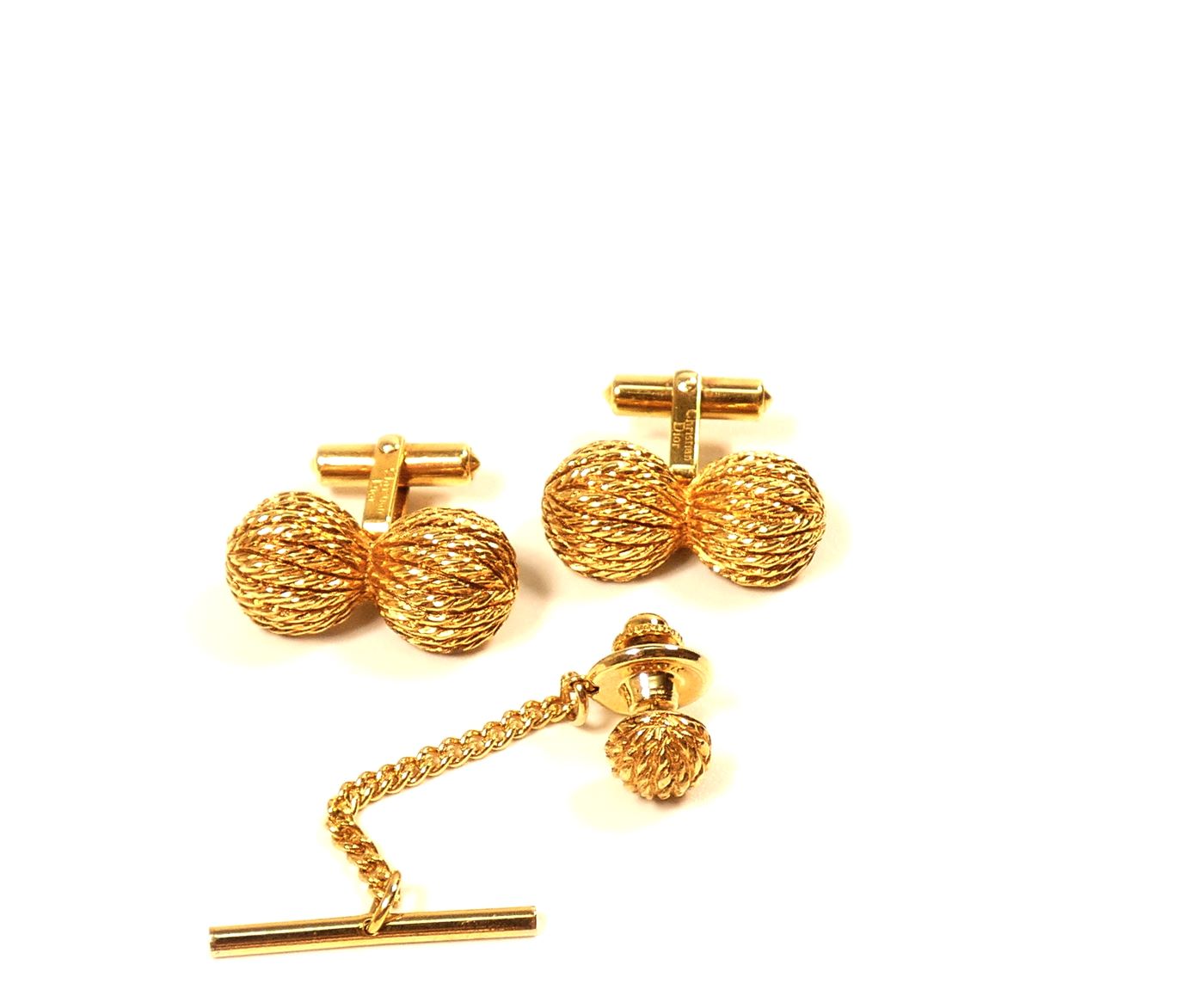 Christian Dior Vintage Rope Cufflinks and Tie Pin Set Cufflinks Christian Dior