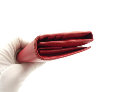 Prada Red Saffiano Flap Compact Wallet