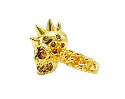 Alexander McQueen Double Gold Skull and Chain Ring