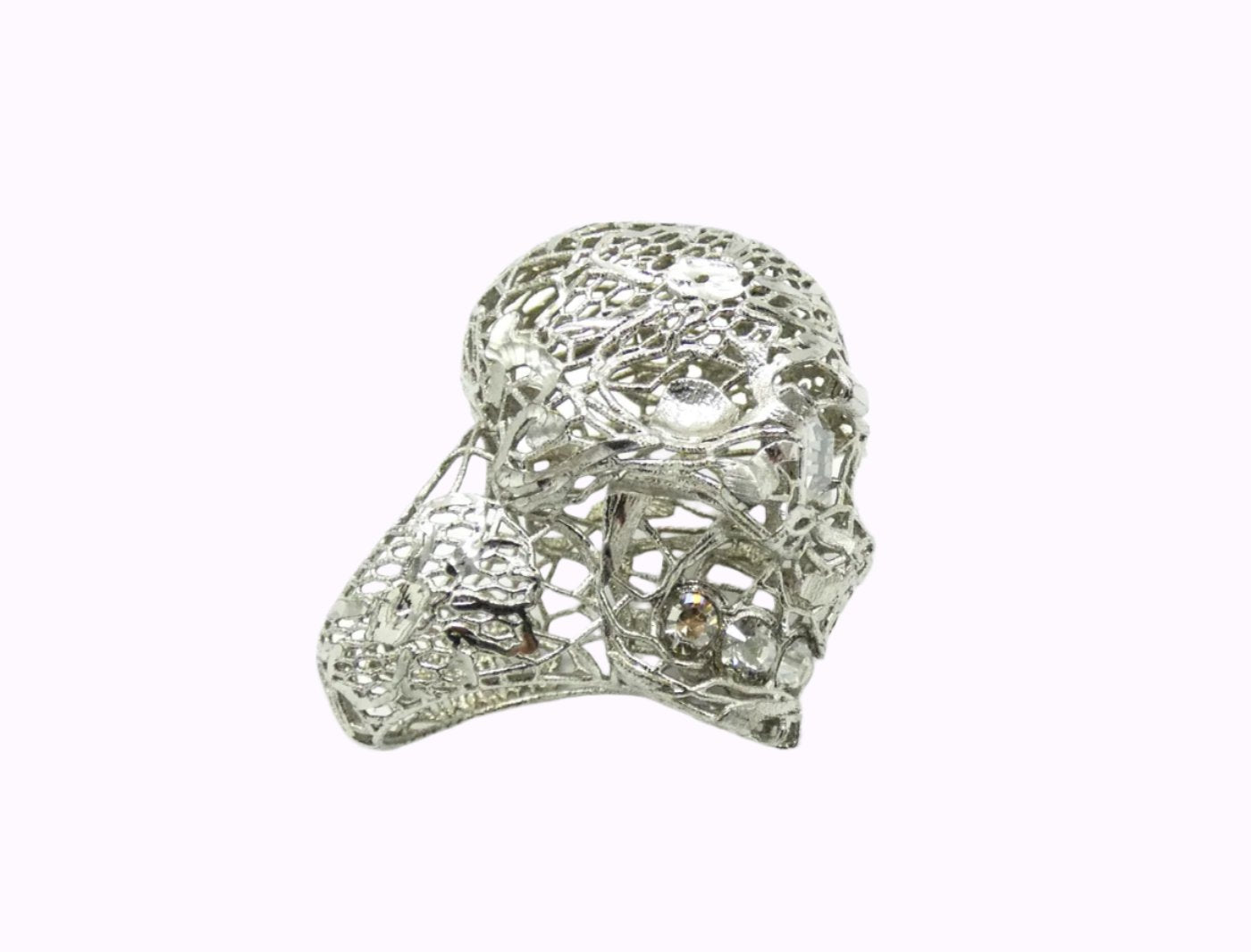 Alexander McQueen Silver Filigree Crystal Skull Ring Ring Alexander McQueen