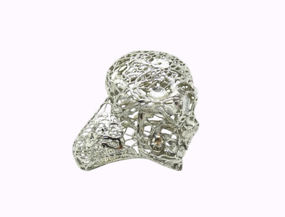 Alexander McQueen Silver Filigree Crystal Skull Ring