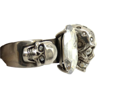 Alexander McQueen Skull Knuckle Ring in Silver and Crystal