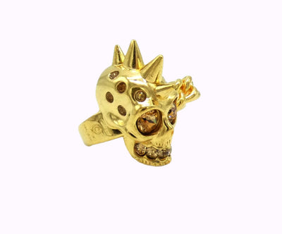 Alexander McQueen Double Gold Skull and Chain Ring