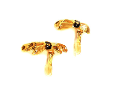 Fendi Vintage Gold and Black Enamel Clip Earrings Earrings Fendi
