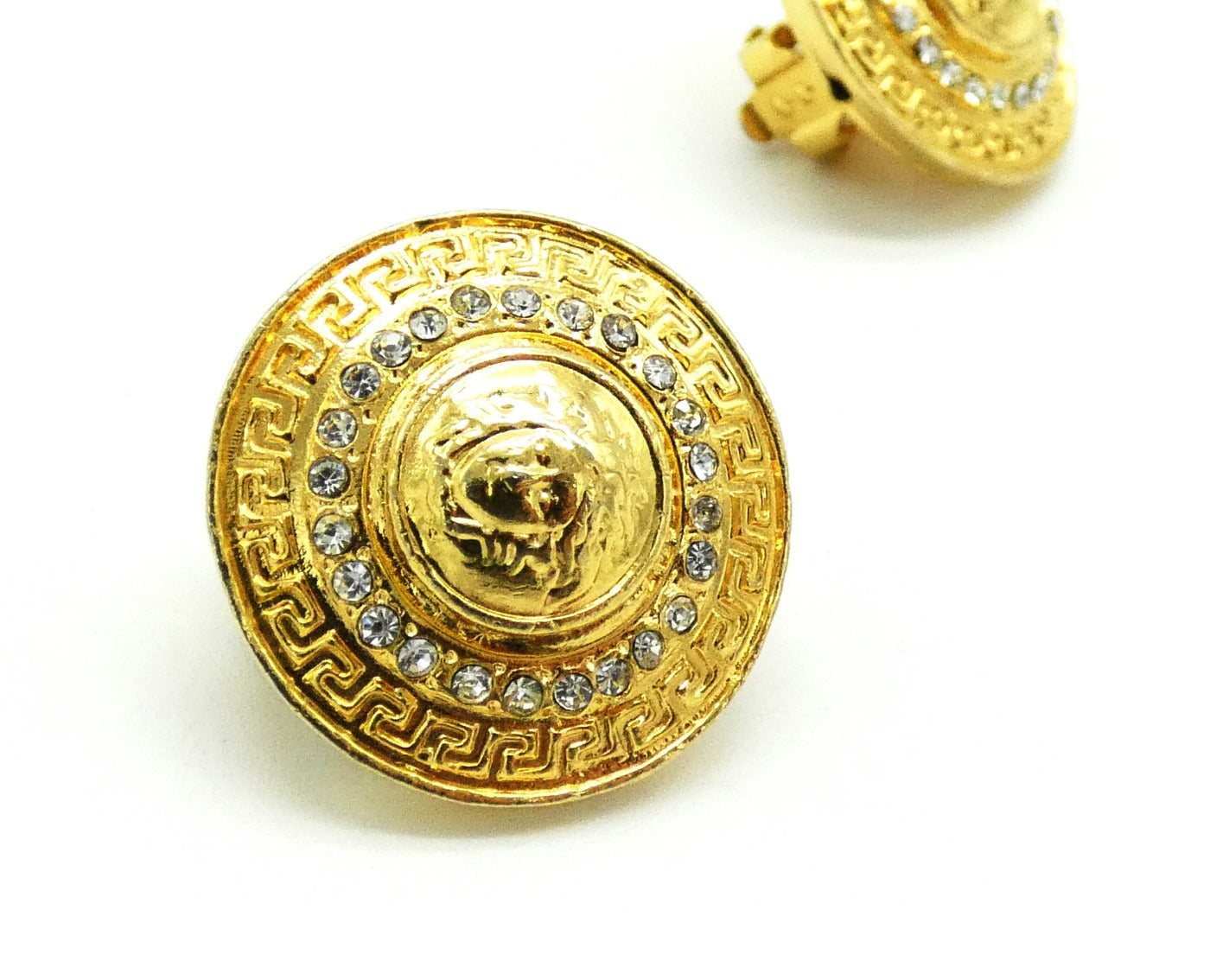 Gianni Versace Vintage Crystal Medusa Earrings