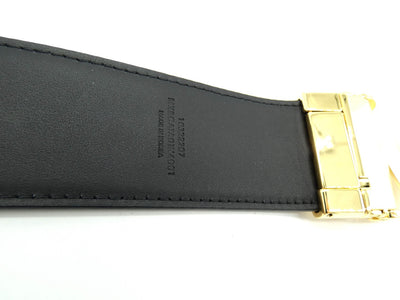 MCM Claus M Tan Leather Reversible Belt Gold Buckle