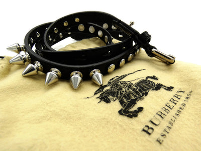 Burberry Prorsum Black Leather Spiked Belt Belt Burberry