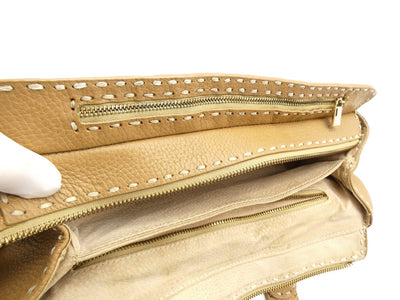 Fendi Vintage Tan Leather Boston Bag Bag Fendi
