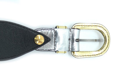 Miu Miu Silver and Gold Teardrop Tile Leather Belt Belt Miu Miu