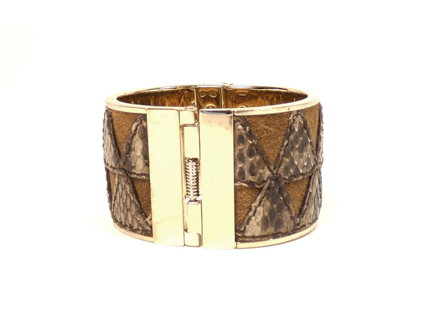 Burberry Wide Leather Hinged Bangle