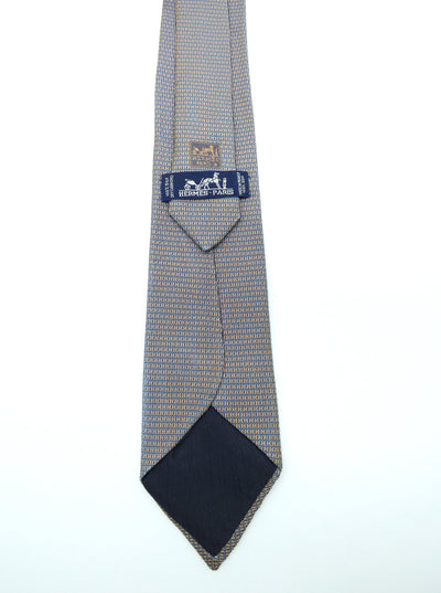 Hermès Salmon and Ice Blue H Graphic Silk Tie