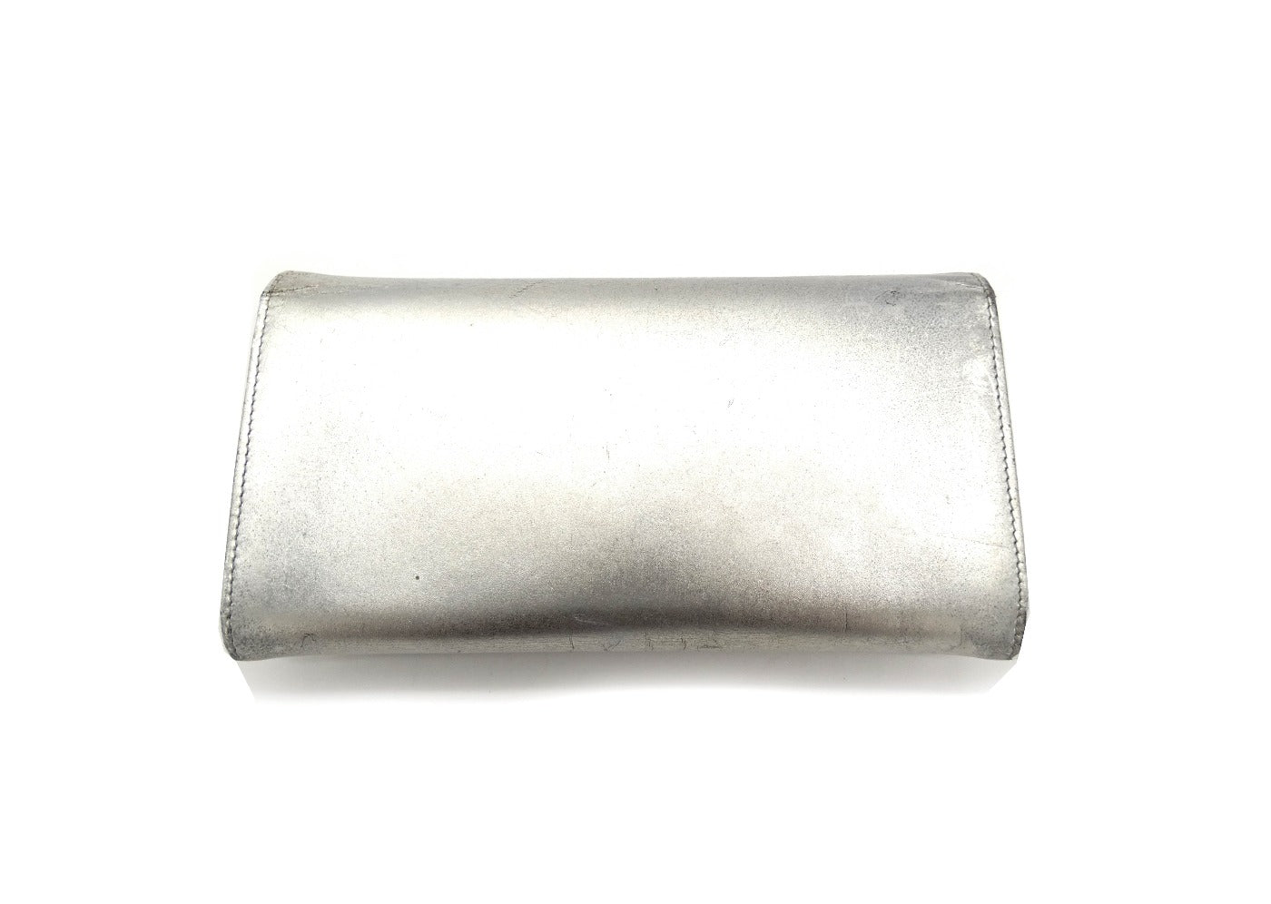 Balenciaga Silver Leather Motocross Giant 21 Clutch Wallet