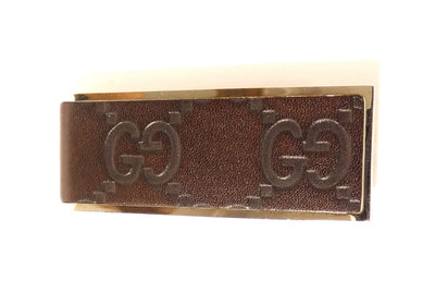 Gucci Silver and Brown GG Leather Money Clip Wallet Gucci