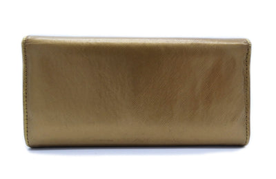 Salvatore Ferragamo Gold Saffiano Gancia Wallet