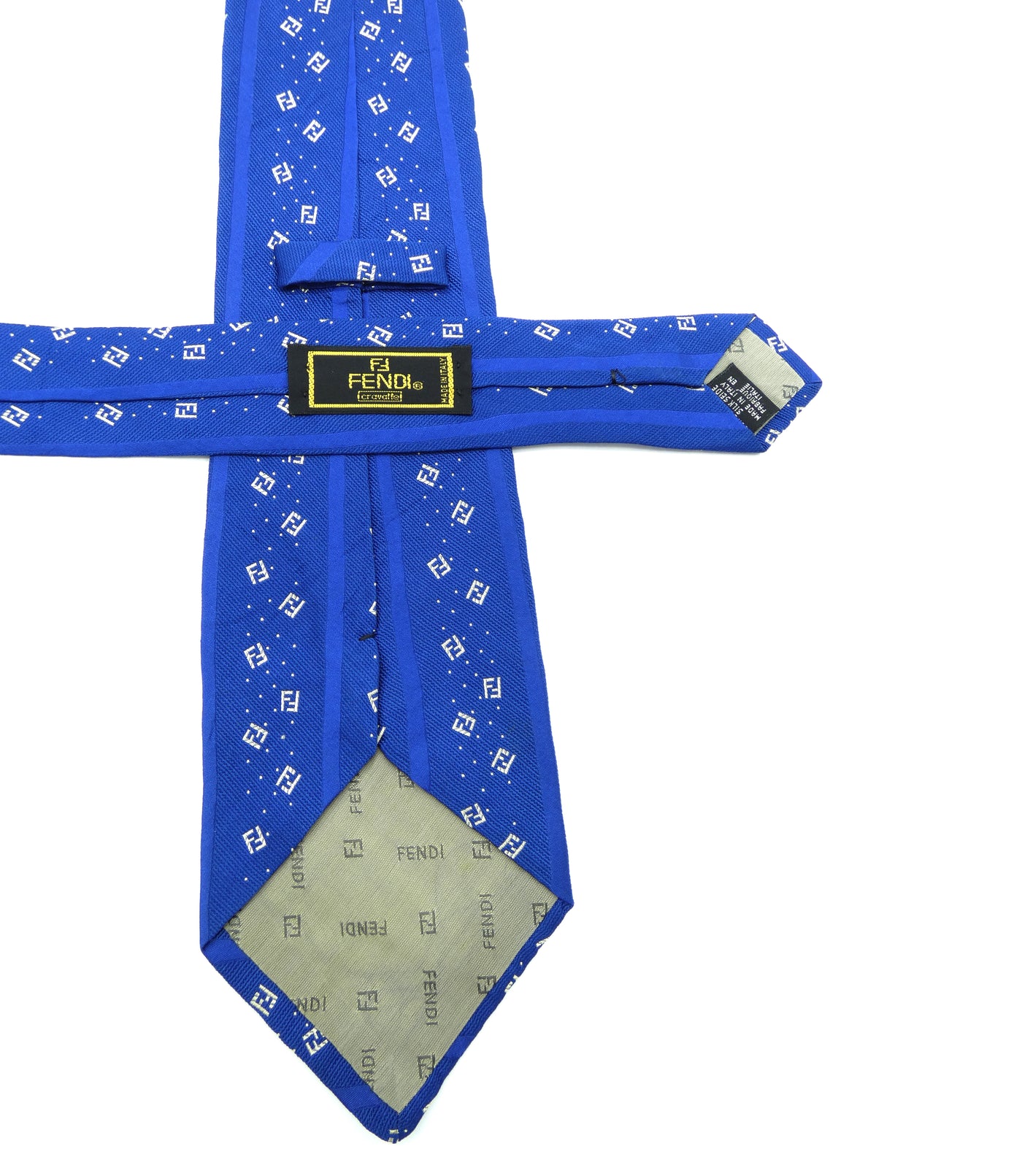 Fendi Vintage Blue Stripe Silk Tie Ties Fendi