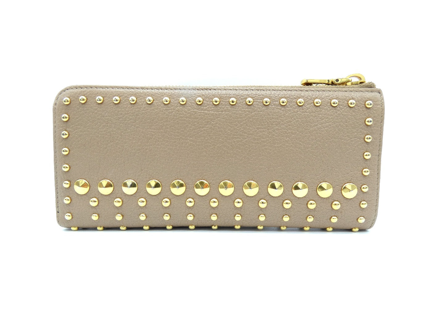 Miu Miu Beige Studded Continental Wallet