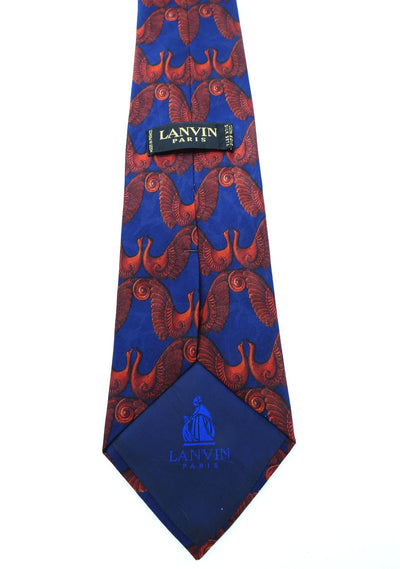 Lanvin Royal Blue and Bordeaux Bird Graphic Silk Tie Ties Lanvin