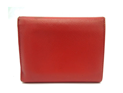 Prada Red Saffiano Flap Compact Wallet