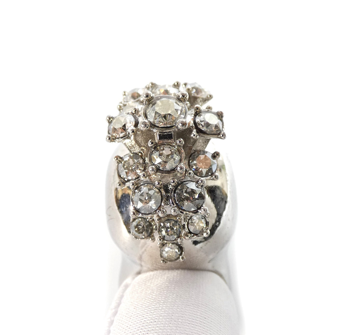 Alexander McQueen Silver Skull Crystal Mohawk Ring