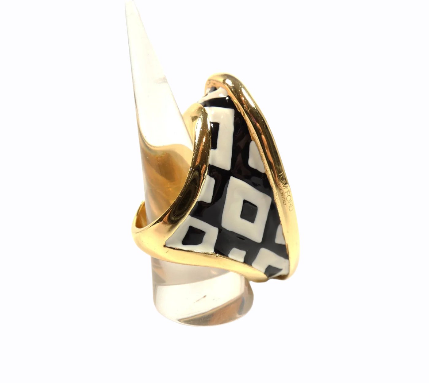 Tom Ford Black and White Enamel Cocktail Ring