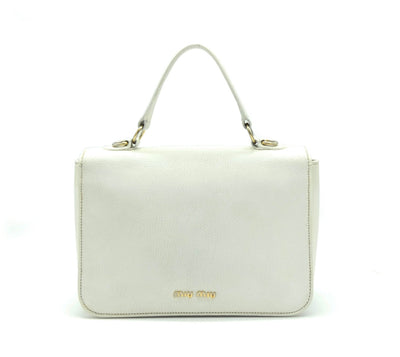 Miu Miu White Leather Madras 2way Bag