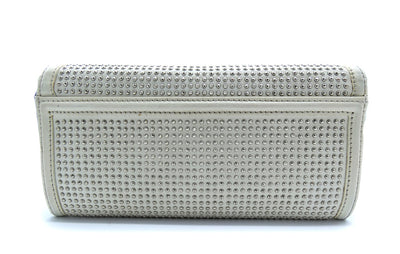 Burberry White Leather Studded Long Wallet