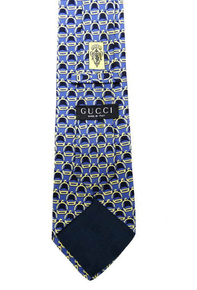 Gucci Vintage Dark and Light Blue Stirrup Silk Tie Ties Gucci