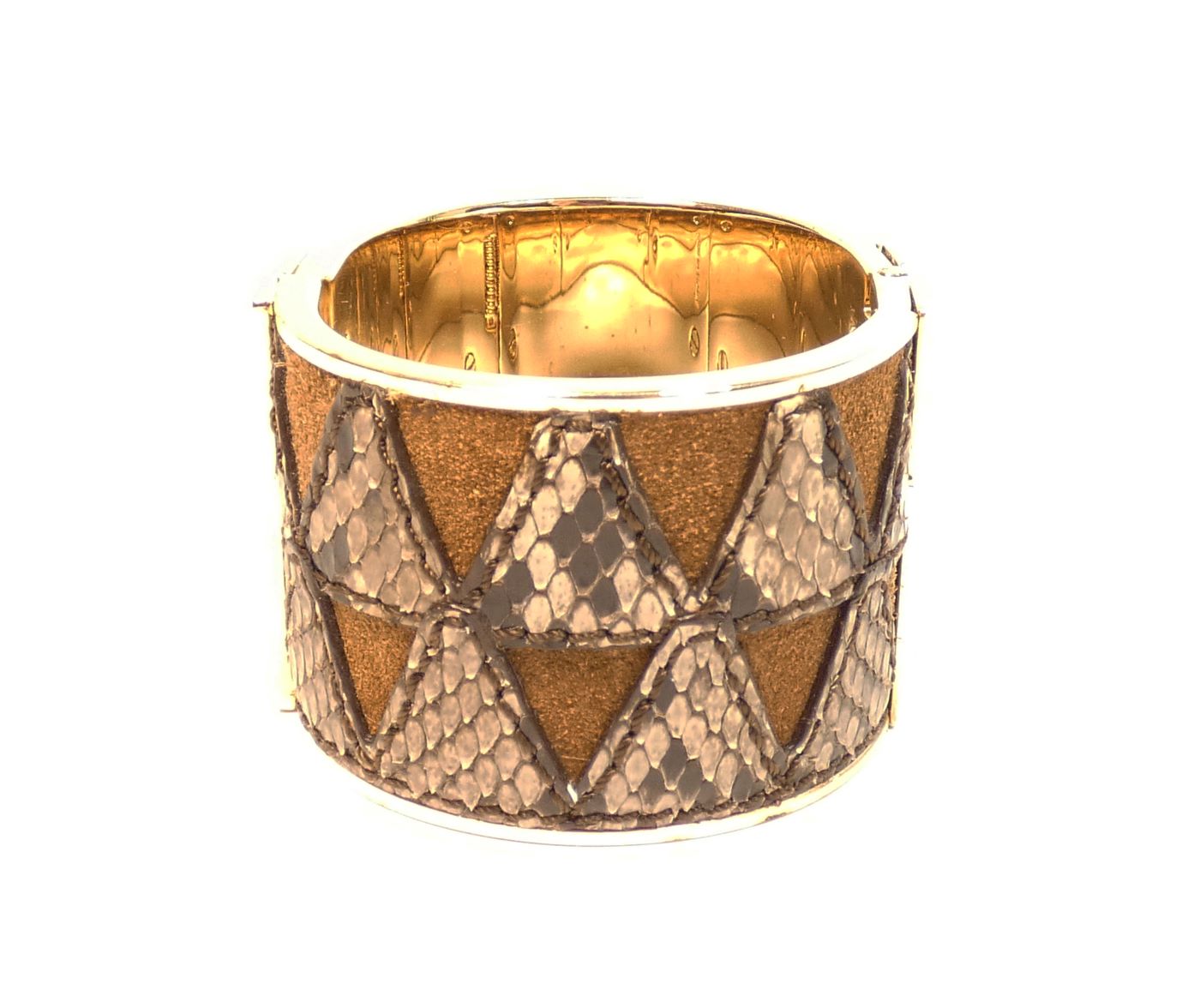 Burberry Wide Leather Hinged Bangle