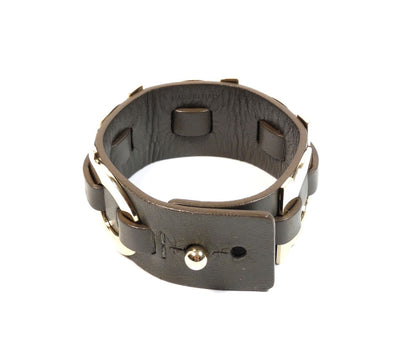 Salvatore Ferragamo Leather and Silver Tone Gancini Bracelet