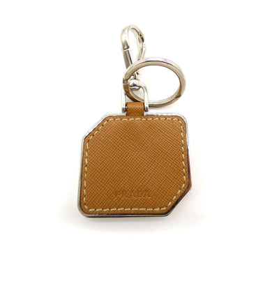 Prada Tan Saffiano Buen Viaggio Keychain