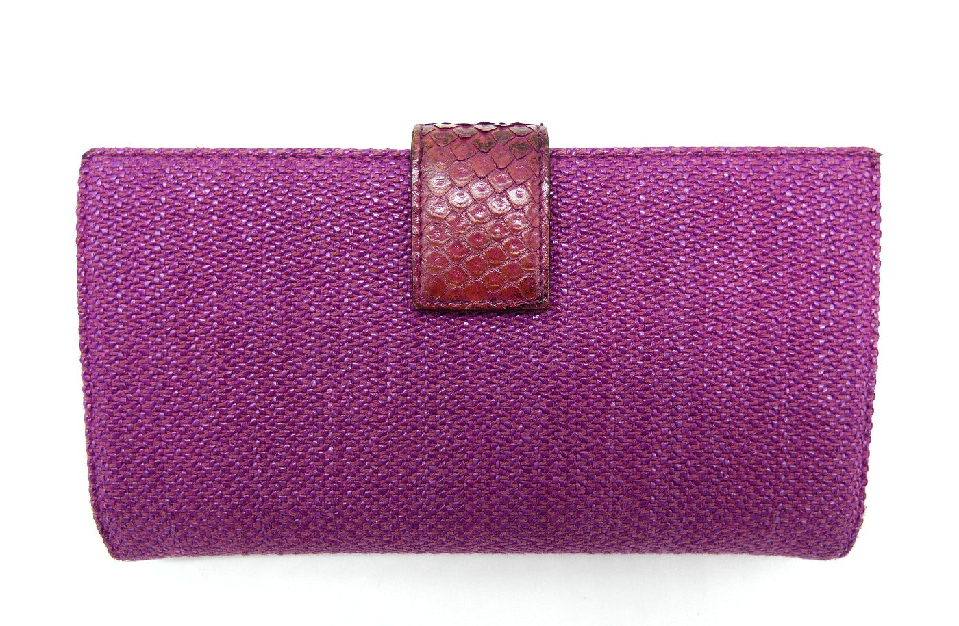 Christian Dior Fuchsia Python and Tweed Wallet