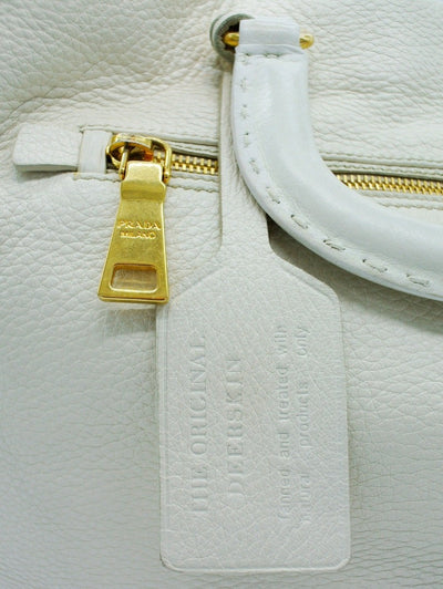 Prada Cream Cervo Deerskin Top Handle Bag