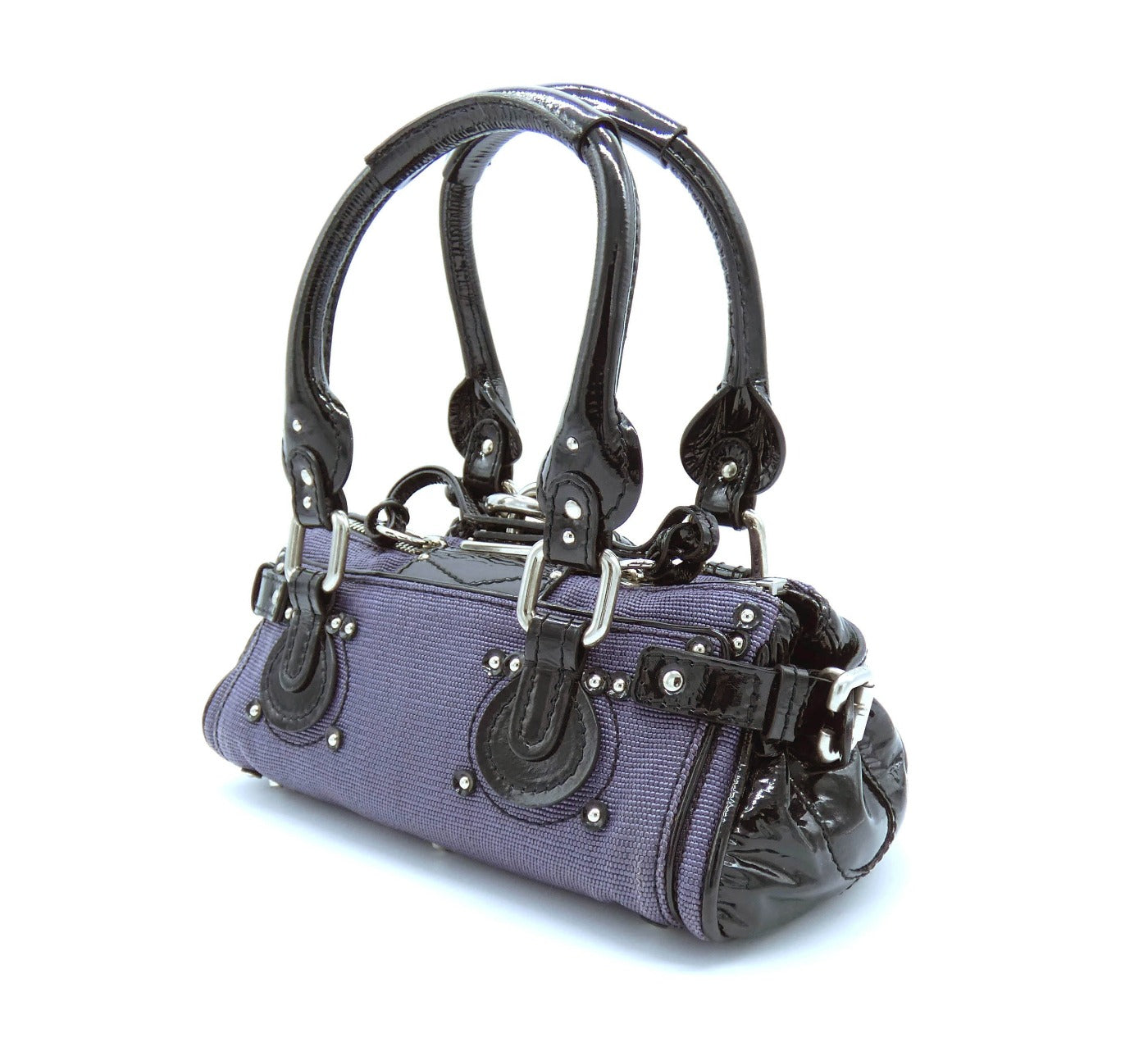 Chloe Lilac and Black Patent Leather Mini Paddington Bag