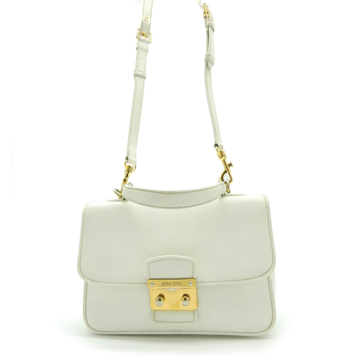 Miu Miu White Leather Madras 2way Bag