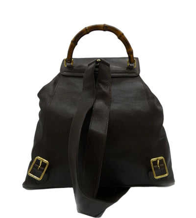 Gucci Vintage Dark Brown Leather Backpack