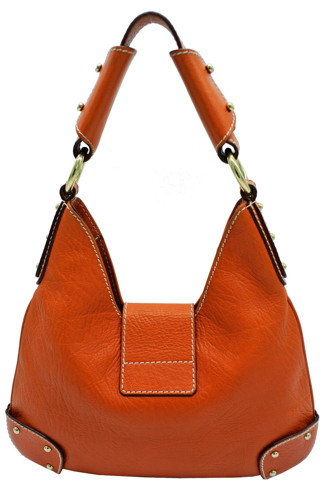 Dolce & Gabbana Vintage Orange Leather Small D Ring Hobo