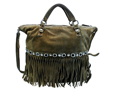 Miu Miu Vintage Brown Suede Fringed Large Tote