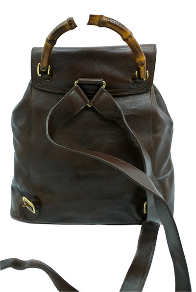 Gucci Vintage Dark Brown Leather Backpack