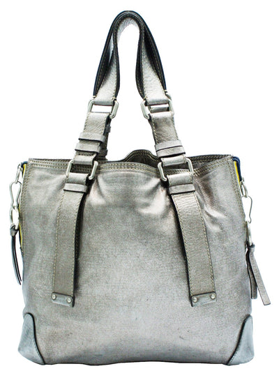 Chloe Silver Leather Logo Tote