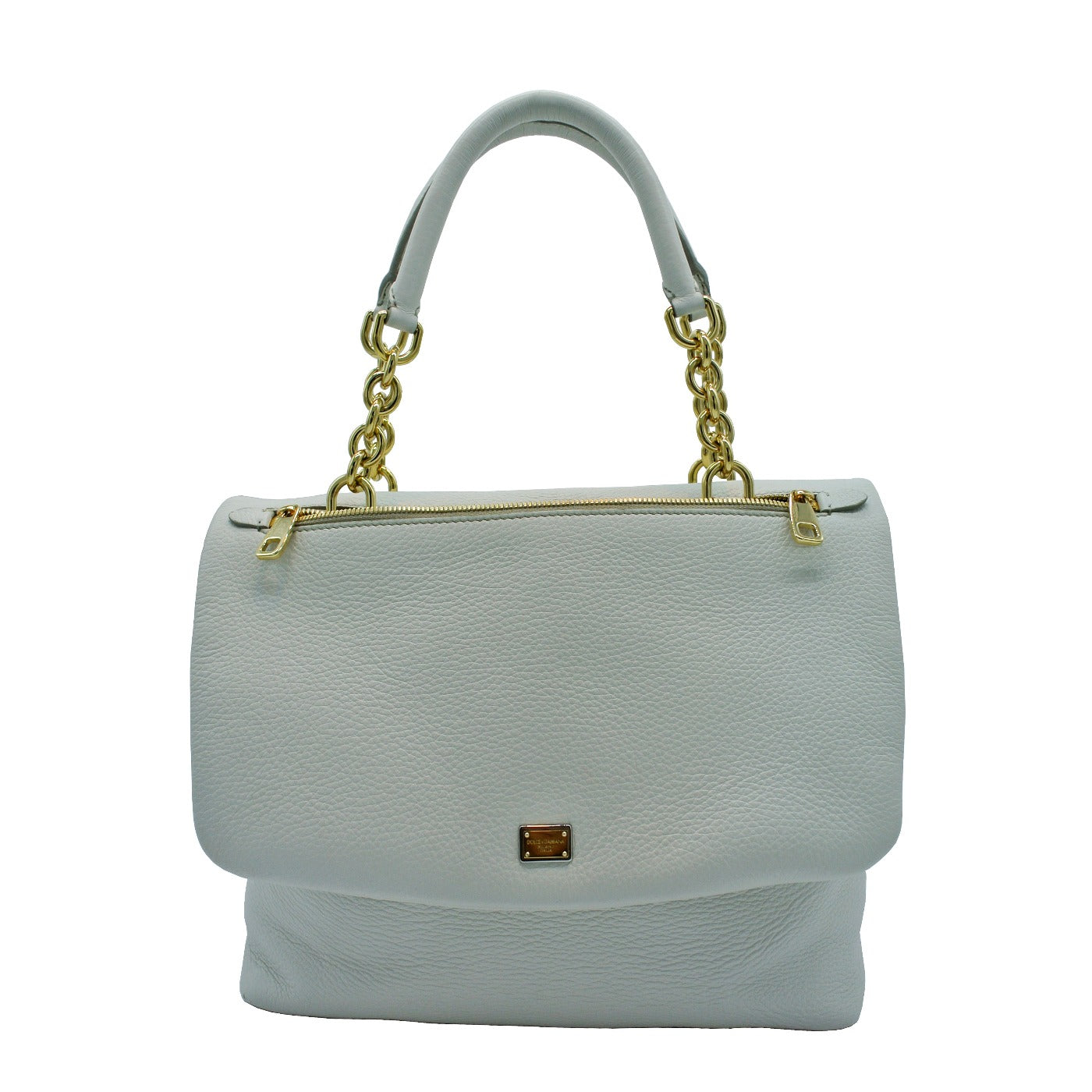 Dolce & Gabbana Convertible Ivory Leather Flap Bag