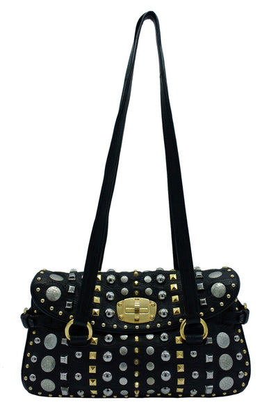 Miu Miu Studded Monk Black Nappa Leather Bag