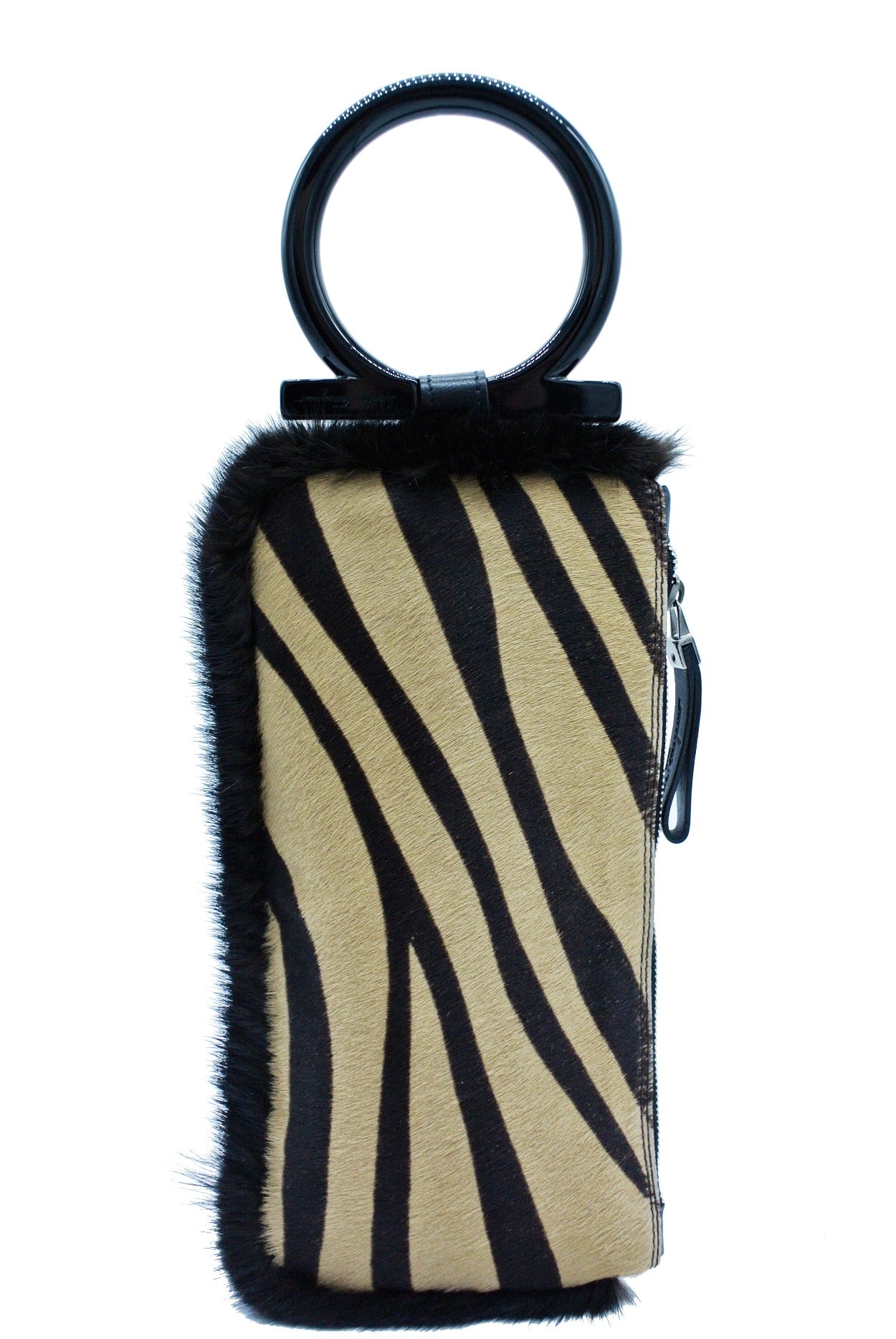 Salvatore Ferragamo Calf Hair Zebra Bracelet Wristlet