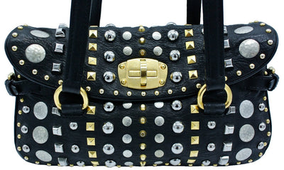 Miu Miu Studded Monk Black Nappa Leather Bag