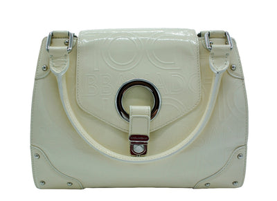 Dolce & Gabbana Cream Patent Leather Logo Embossed Handbag Bag Dolce & Gabbana