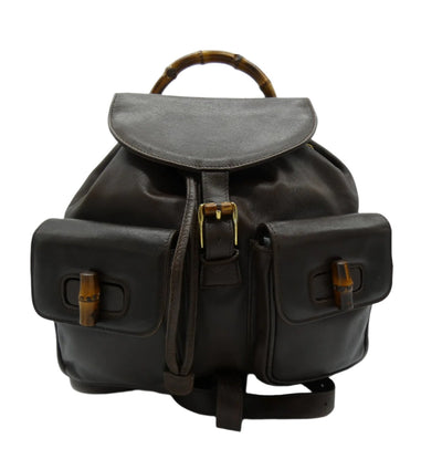 Gucci Vintage Dark Brown Leather Backpack