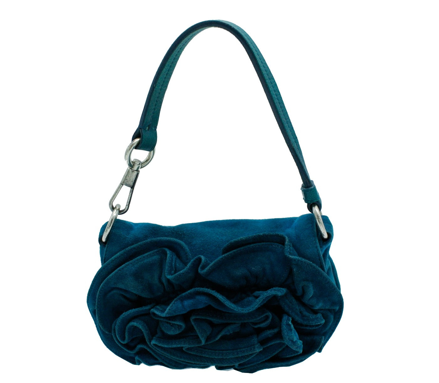 YSL Rive Gauche Teal Suede Nadja Mini Bag